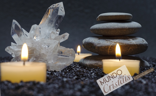 zen with crystal, stone and candle